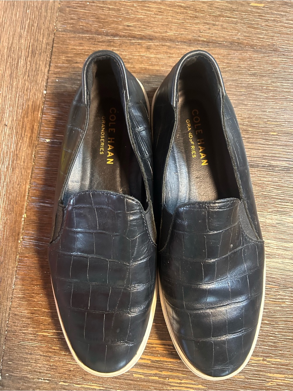 Cole Haan Grandseries croc embossed leather slip ons size 6.5 - Picture 6 of 10